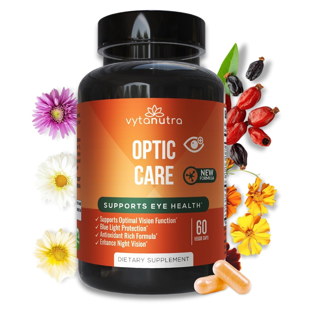 Vitamine Optic Care Eye – Lutein, Zeaxanthin, Vitamine A C E, Zinco, Rame – Antiossidante & Micronutriente Formula con Chrysanthemum & Goji Berry per Vision Support & Eye Strain Relief – 60 capsule