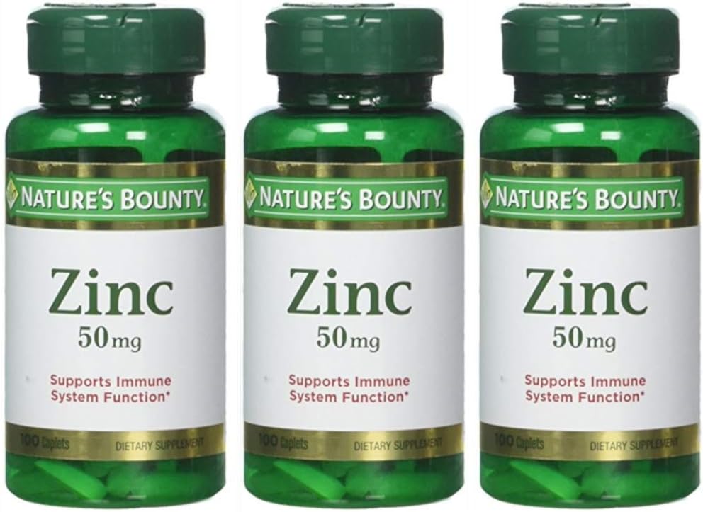 Bounty Zinc 50 mg Caplets 100 ea (Pacchetto di 3)