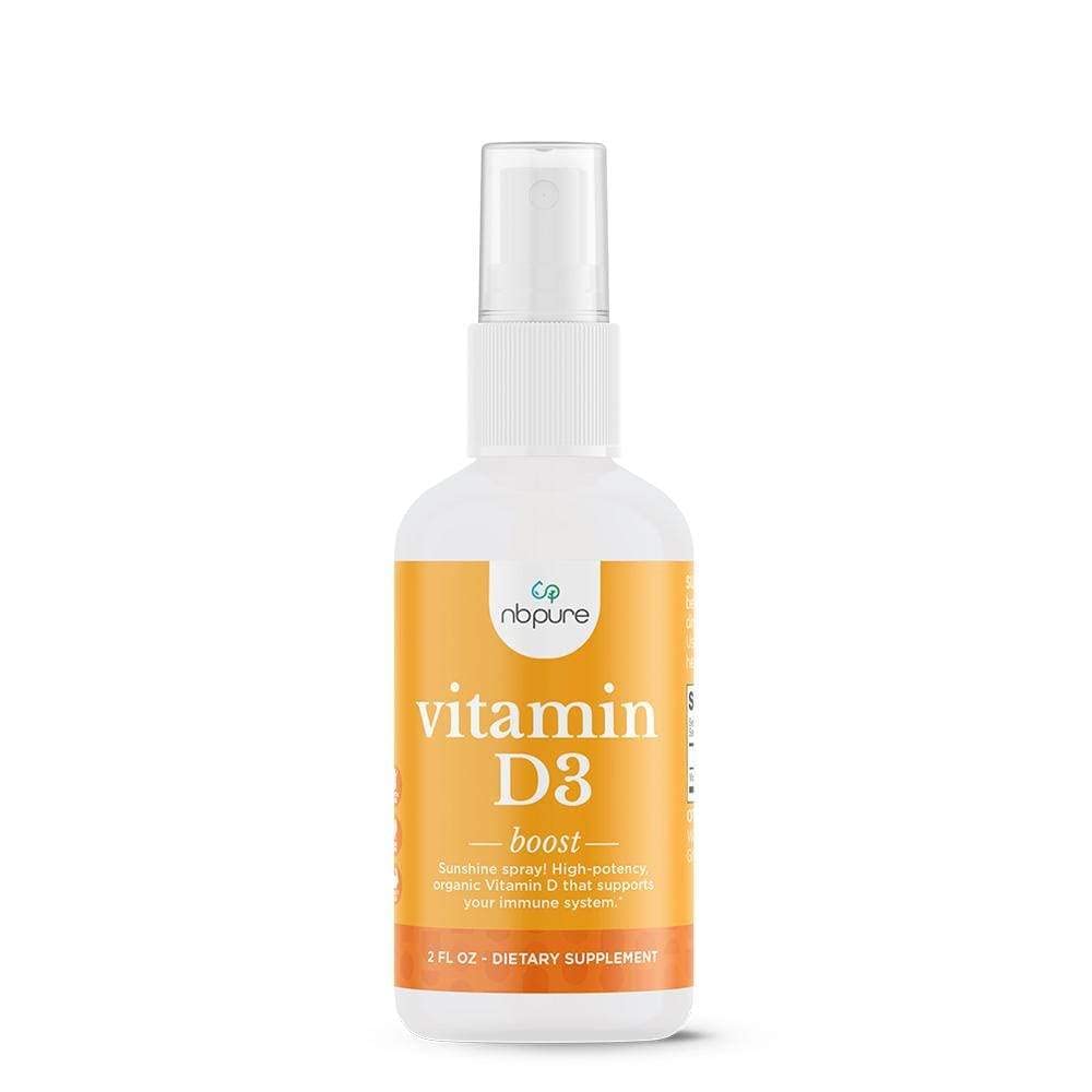 nbpure Organic Vitamin D3 Spray - Liquido ad alta potenza 1000IU per il servizio per le donne, uomini, bambini - Supplemento Cholecalciferol 'Sunshine' - Facile da usare, Family Friendly, Viaggio On-The-Go