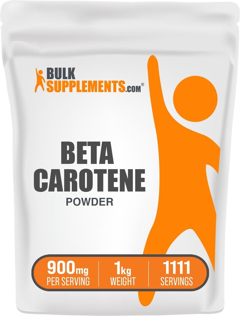 BulkSupplements.com Beta Carotene Powder - Beta Carotene Supplemento, Vitamina A Supplemento per Supporto Immune e Visione - Gluten Free, 900mg per Serving, 1kg (2.2 lbs) (Pack of 1)