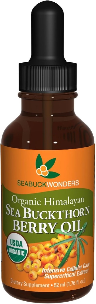 SeabuckWonders Sea Buckthorn Berry Oil, 100% certificata Organic, 1,76 FL OZ Bottiglia (Pack of 12)