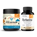 Sandhu's Pure Bovine Colostrum Powder Supplement per gli esseri umani & Berberine HCL Supplemento 500mg per Capsule| Supporta Immune, Gut, Muscle & Healthy Energy Levels| Non-GMO