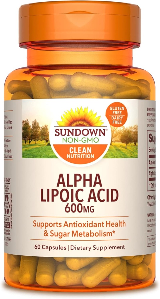 Acido lipoico alfa Sundown 600mgm, 60 Count