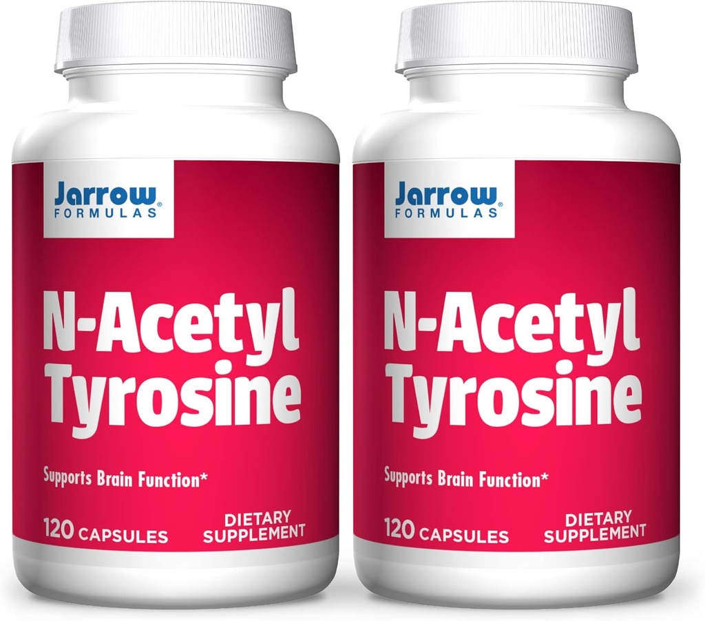 Jarrow Formulas N-Acetyl Tyrosine 350 mg - 120 capsule, Confezione da 2 - Supporta la funzione cerebrale - Contiene vitamina B6 per il metabolismo aminoacido - 240 Serve totali