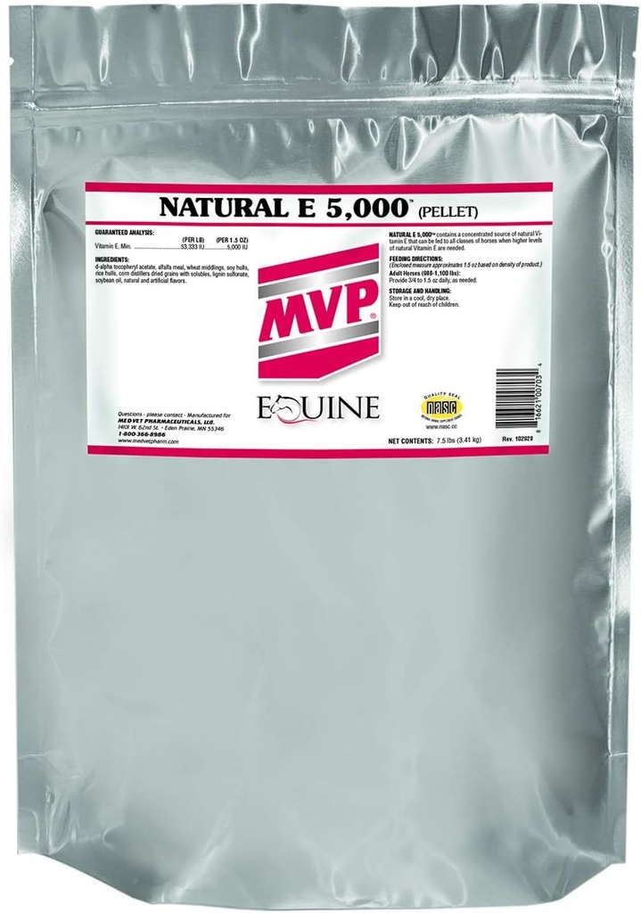 Natural E 5000 (7.5 lb) Forma naturale di vitamina E per una migliore biodisponibilità per cavalli