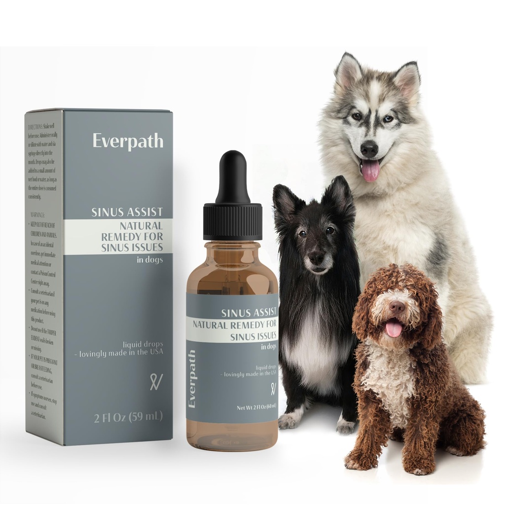 Supporto del seno Everpath per i cani - 2 once fluide/60mls | USA Made | Supporta la salute del seno e il sollievo | Rilievo per le allergie, la congestione e l'acute sinusitis | Soluzione naturale per gli animali