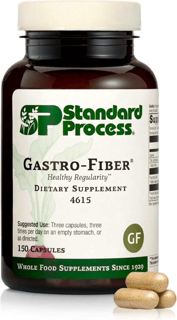 Standard Process Gastro-Fiber - Integratore alimentare per la salute digestiva - Supporta la salute del fegato - Gluten-Free & Non-Soy - 150 Capsule (50 Serve)