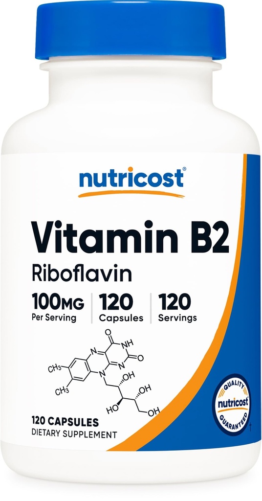 Nutricost Vitamina B2 (Riboflavin) 100mg, 120 Capsule - Gluten Free e Non-OGM