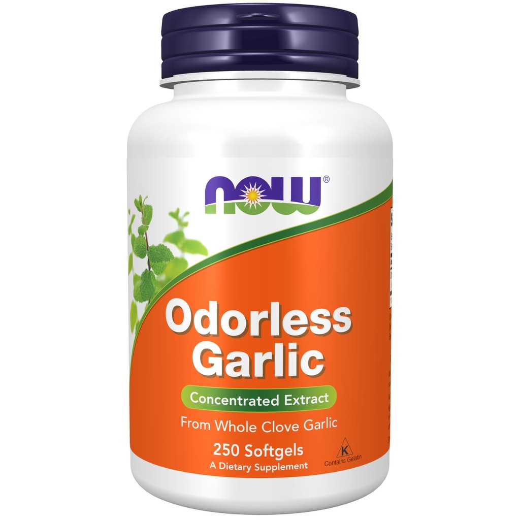 NOW Integratori alimentari, Aglio Odorless (Allium sativum), Estratto concentrato, 250 Softgels