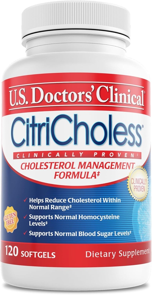 U.S. Doctors’ Clinical CitriCholess® Clinically Proven Cholesterol Supplemento con Bergamonte Citrus Extract & Vitamin C to Support Healthy Cholesterol Levels (120 Softgels – 2 mesi di fornitura)