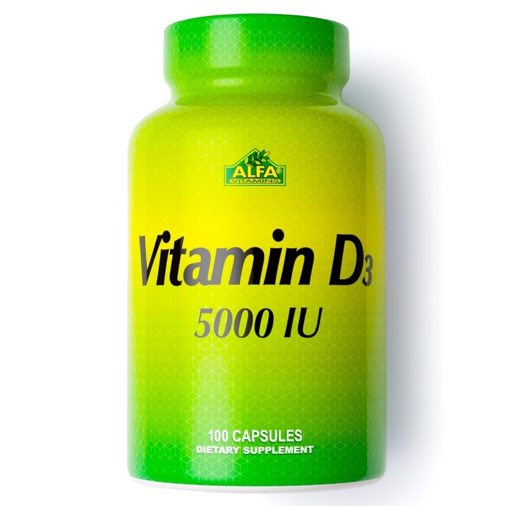 ALFA VITAMINS Vitamin D3 1000 IU Supplement, Supports Immune Health, Calcium Absorption, Healthy Bones & Joints, Dietary Supplement for Daily Wellness, Non GMO, Gluten Free, 100 Capsules