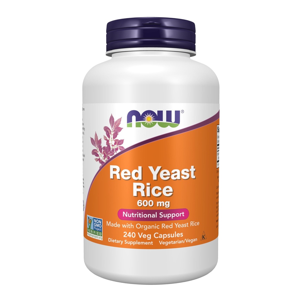 NOW integratori, riso rosso lievito 600 mg, fatto con riso rosso lievito biologico, 240 capsule di veg