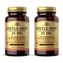 Solgar Gentle Iron (Iron Bisglycinate) 25 mg - 180 Capsule vegetali, Confezione da 2 - Non-Constipante, Gentle on Your Stomach - Non-GMO, Gluten Free - 360 Total Servings