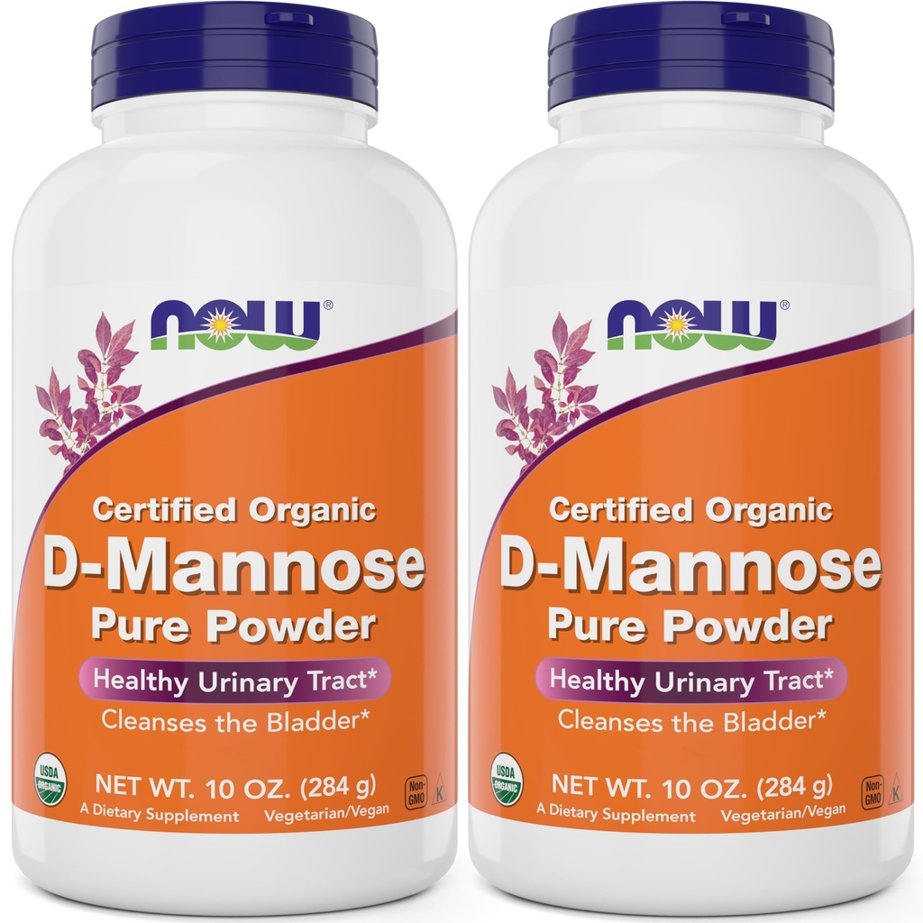 NOW Foods Pure, Organic D-Mannose 10 oz Polvere (Pack of 2) - La pulizia della vescica e il supplemento di salute del tratto urinario - Non-GMO - Vegan Friendly - 2000mg / 2 Grammi per porzione