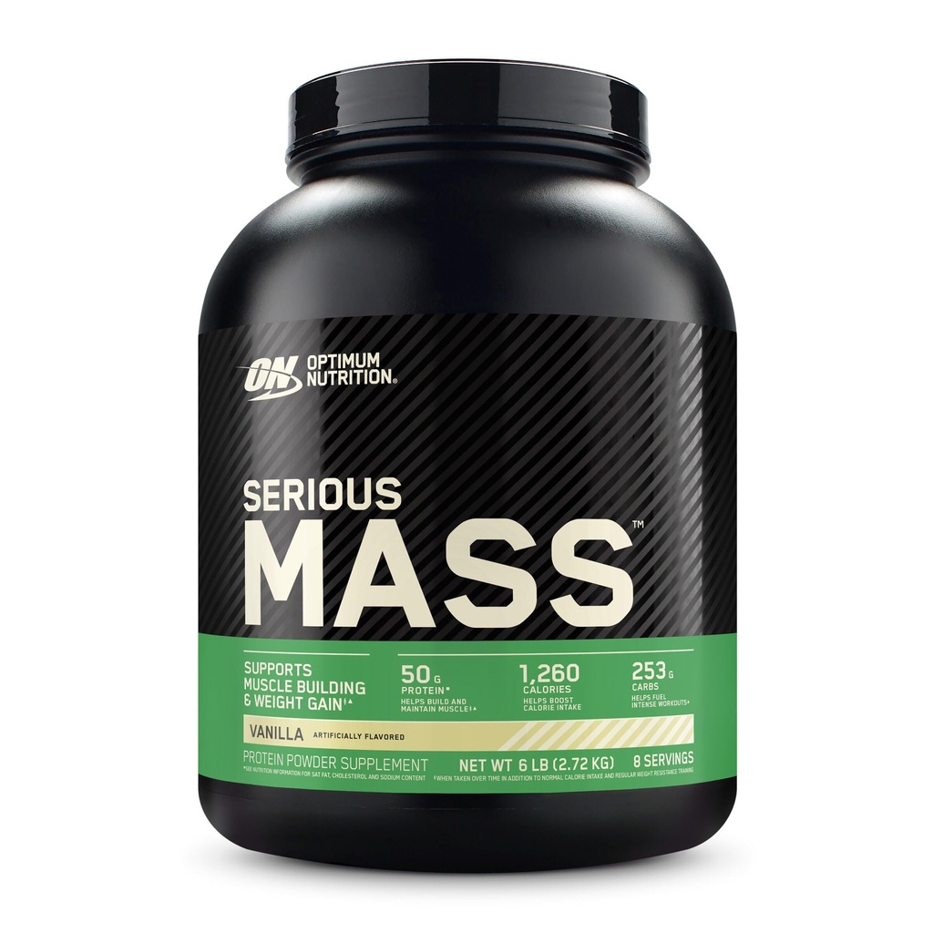 Optimum Nutrition Serious Mass, Peso Gainer Protein Powder, Mass Gainer, Vitamina C e Zinc per Supporto Immune, Creatina, Vanilla, 6 Pound (Packaging May Vary)
