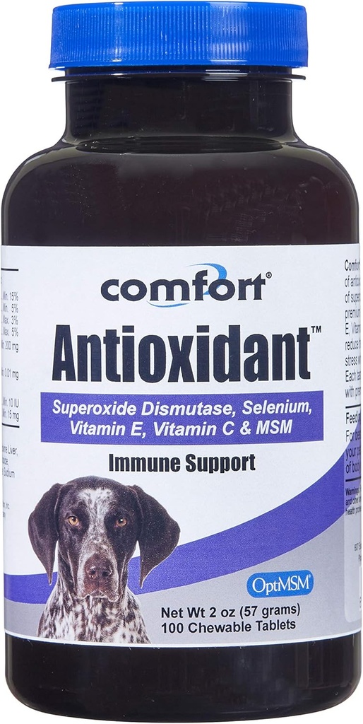 Kala Health COMFORT Antiossidante Supplemento per cani, 100 conte, supporto immunitario e aiuta a ridurre le allergie cutanee, contiene: MSM, Superossido dismutasi, Selenio e vitamina C & E, Made in the USA