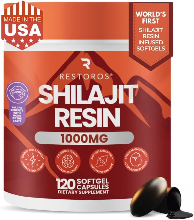 Prima Shilajit Pure Resin Softgels | Himalayan Shilajit Supplement | Purer Than Powdered Capsules & No Bad Taste | Made & Lab-Tested in the USA | GMP-Certified | 1000mg, 120 Capsule