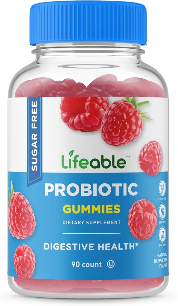 Probiotici Liberi di Zucchero Lifeable – Great Tasting Natural Flavor Gummy Supplement Chewable – OGM Free, Vegetariano, Gluten Free – per Gut Health e Supporto Immune – per Adulti, Uomini, Donne – 90 Gummies