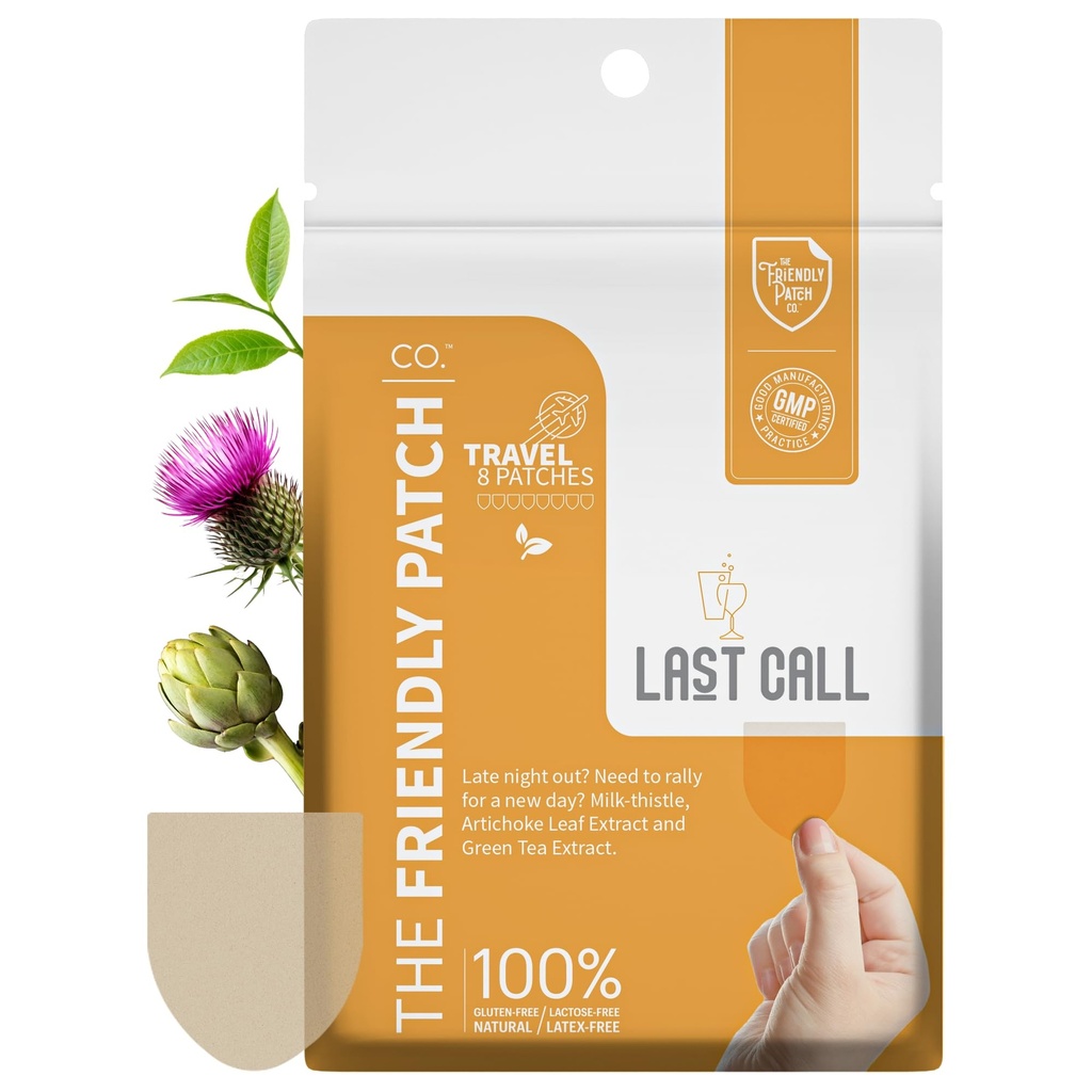 L'Amichevole Patch Last Call Patch - Late Night Out - Pianta Powered Wearable Patches with Vine Tea, Caffeina, Latte Thistle, Carchoke Leaf Extract - Wellness 8 Pack