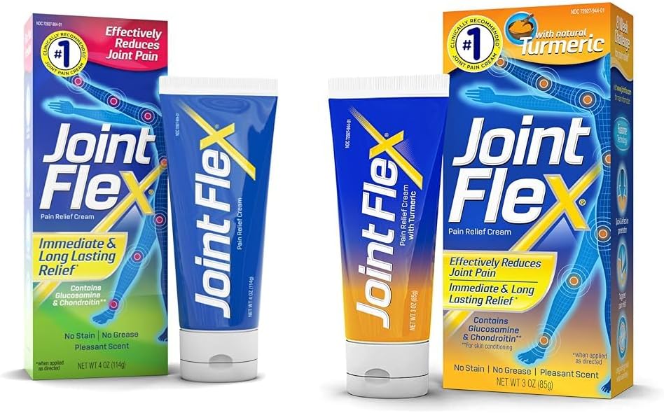 JointFlex Arthritis Pain Relief Creams, 4 Oz e 3 Oz Tubes with Turmeric and Fusome Delivery