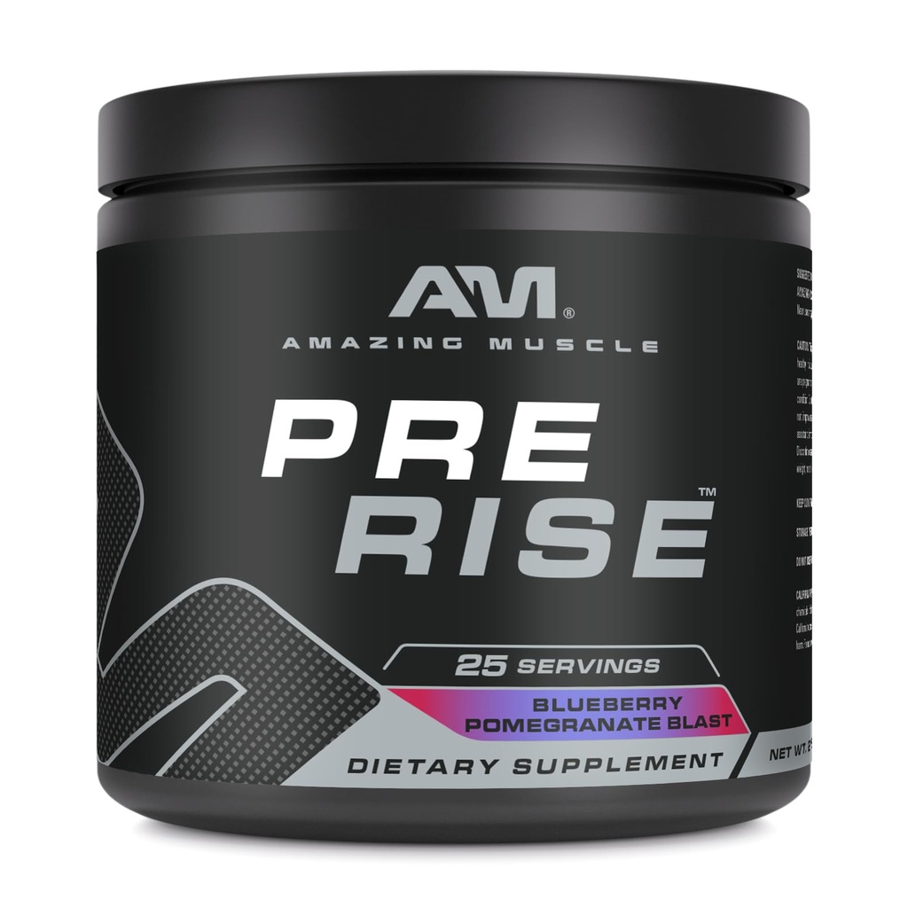Incredibile Muscolo Pre Rise | Pre-Workout Polvere Supplemento con caffeina & Beta-Alanina per uomini e donne | 25 Serve (25 Serve, Blueberry Pomegranate Blast)
