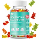 BIO VITALICA Sea Moss Gummies Elderberry BioVitalica - Vitamina C D + Zinc - Irish Seamoss Vegan Gummy with Sea Moss Gel & Powder for Immunity, Detox - per adulti e bambini