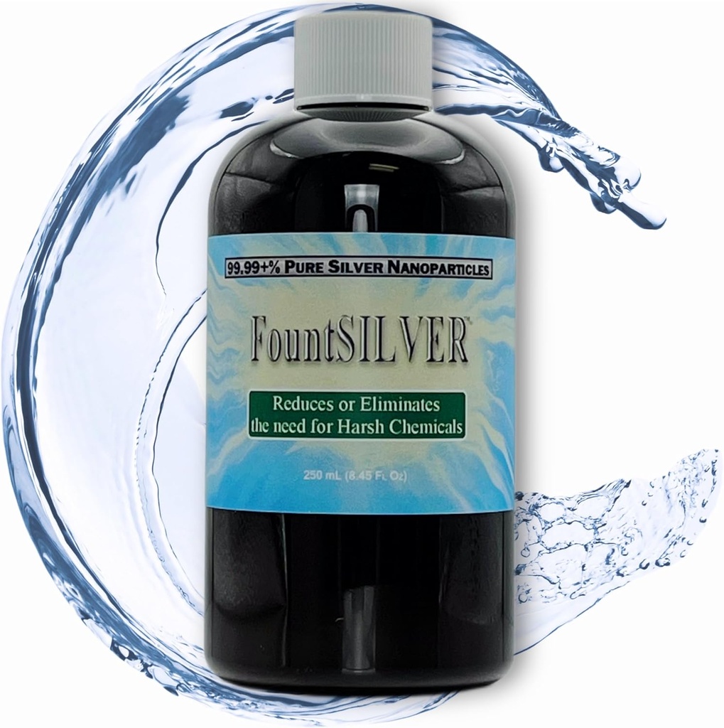 FountSILVER Fountain Water Treatment - Concentrato True Colloidal Silver - 250 mL (8.45 Fl Oz) in Amber BPA-Free Bottiglia