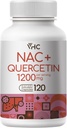 VHC NAC Supplement,Acetyl L-Carnitine1200mg Plus Quercetin, Optimum Dose (1200mg + 100mg), 2 in 1 Dual Action Formula N-Acetyl-L-Cysteine con Quercetin, per Respiratorio, Liver, Immune, Made in USA