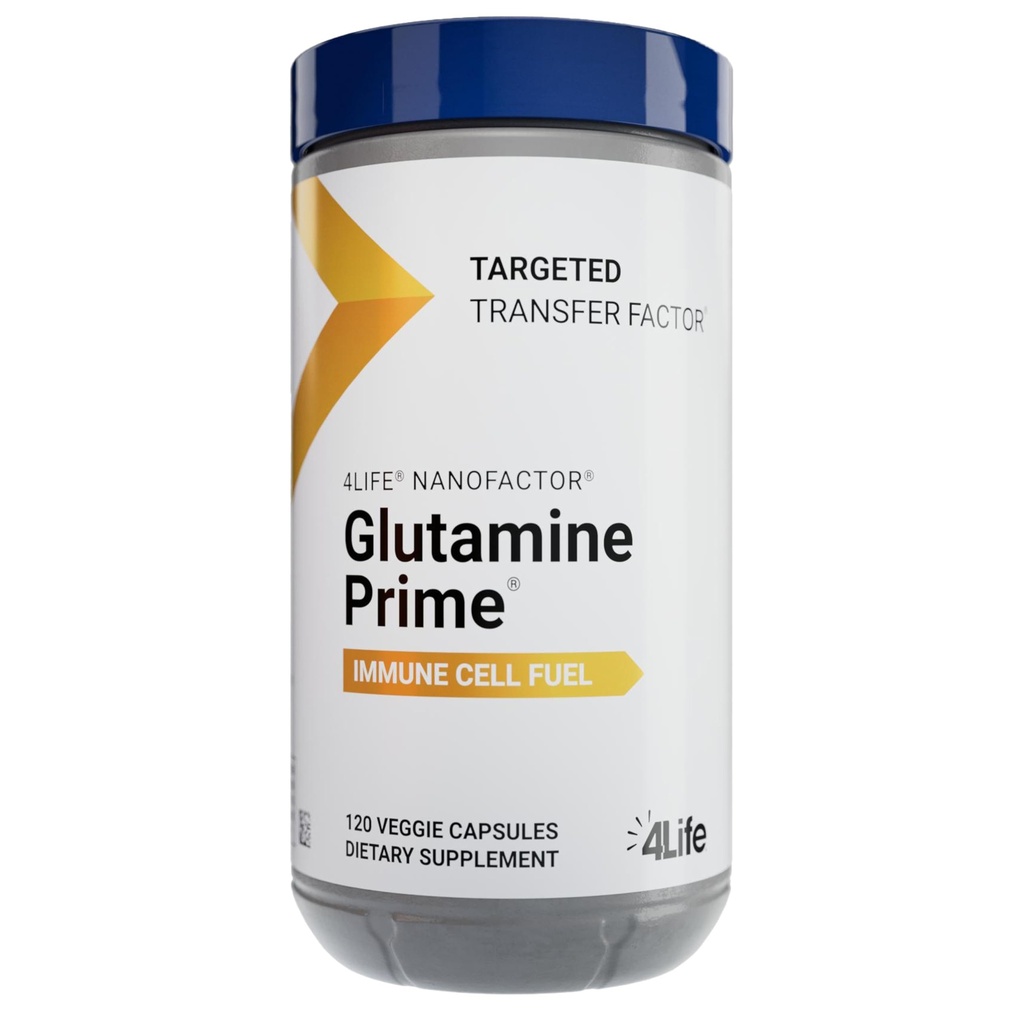 4Life Glutamine Prime - Carburante Celle Immune con Glutamina e Migliorare la Comunicazione Cellulare con NanoFactor - Benessere ed Energia - 120 Capsule Veggie