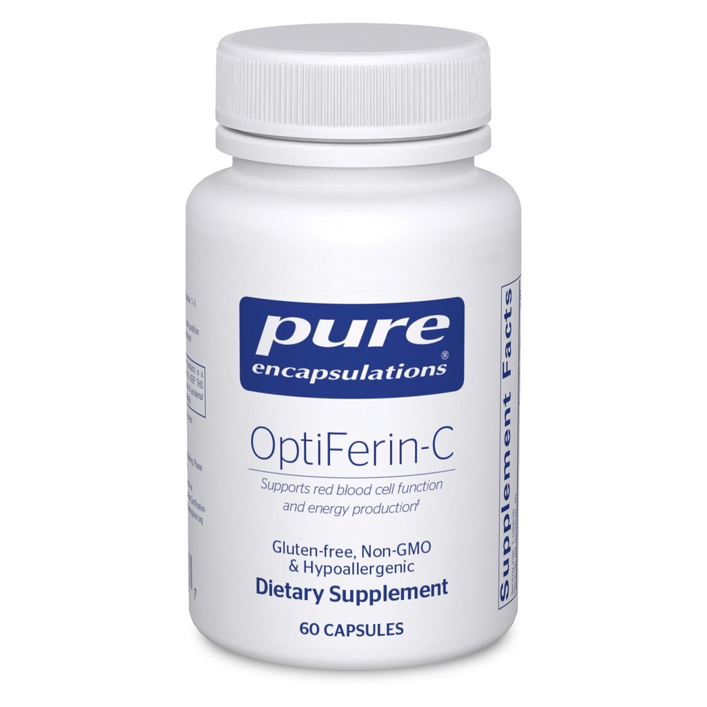 Pure Encapsulations OptiFerin-C - per globuli rossi & Energy - Supporto per assorbimento di ferro - Integratore energetico* - Vitamina C Arricchita - Gluten Free & Non-GMO - 60 Capsule
