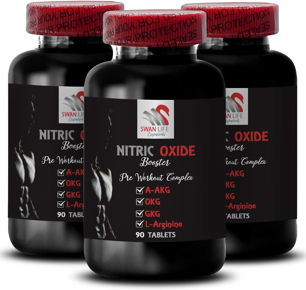 L-citrullina e l-arginina Supplementi - Nitric Oxide Booster - Endurance, Nitric Oxide Flow, Forza Training, Supporto Fitness, Pre-Gym Boost, Pompa Muscolare, Fisico Boost 3 Bottiglie 270 Tablet