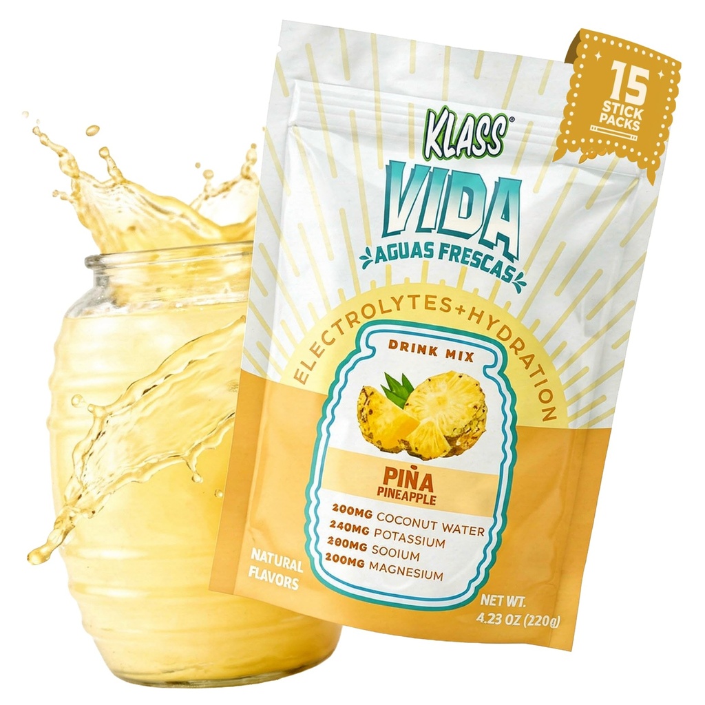 Miscela di bevanda di elettrolita – Ananas Agua Fresca Flavor | Polvere di idratazione senza zucchero con acqua di cocco & minerali | 15 pacchetti di bastoncini a singola vista, bassa calorie, aroma naturale