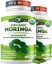 PURA VIDA MORINGA Capsule Polvere di Moringa Organica Singola Origine. Moringa Foglia. Energia, Metabolismo, & Supporto Immune. 120ct. 500mg Caps. (Pacchetto di 2)