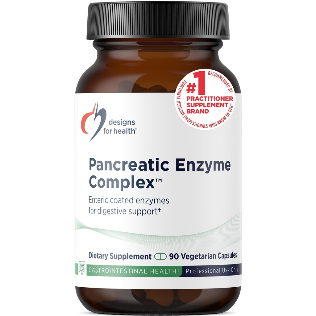 Designs for Health Pancreatic Enzymes Complex - Enzimi Digestivi + Integratore Bromelain - Digestione di supporto + Salute Gut - Capsule di rilascio ritardati con Enzima Pancreatico, Ox Bile (90 capsule)