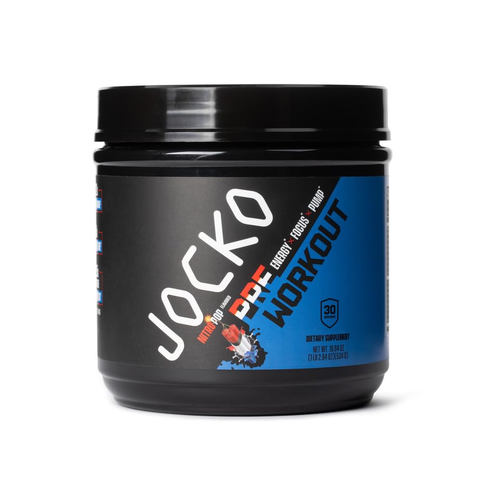 Jocko Fuel Pre Workout per gli uomini e le donne - High Stim Low Sugar Blend con Beta Alanine + L-Citrulline, Support Muscle Pump, Energy, & Recovery, 200mg di Caffeine Nitro Pop, 30 Servings 1.31lbs (594 G)