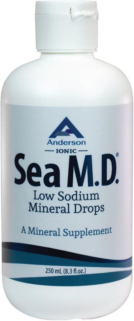 Anderson Sea M.D. Gocce minerali di trace concentrate, Integratore di magnesio elettrolito ionico, Aiuti in gomme muscolari, Magnesio liquido e Trace minerale, Facile da prendere, 8.3 fl oz, 120 Servings
