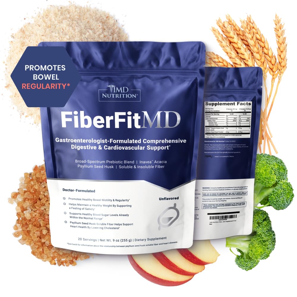 1MD Nutrition FiberFitMD - per il Potent Digestive & Cardiovascular Support - Integratore di salute per le donne e gli uomini - Polvere ad alta fibra - 30 giorni