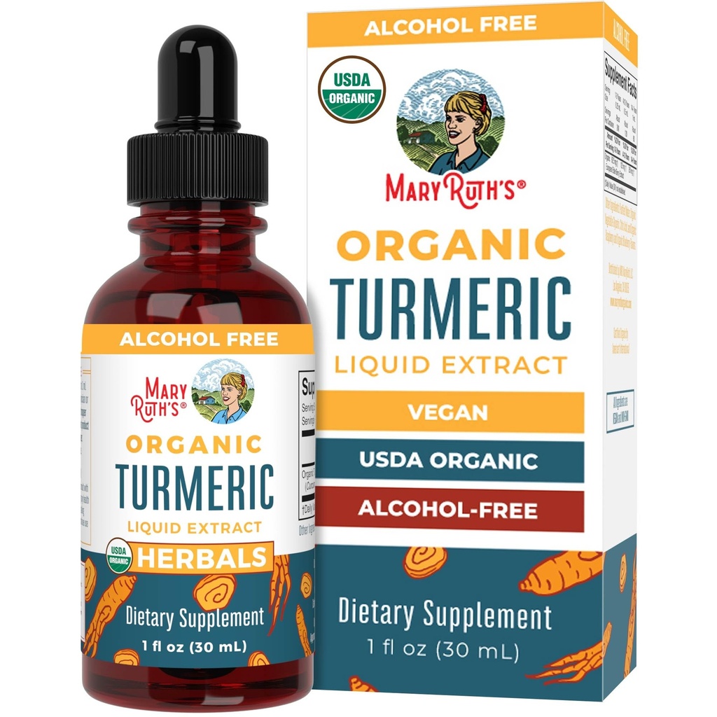 MaryRuth Organic Turmeric Organic Liquid Extract | Sugar Free | USDA Organic | Organic Turmeric Supplement | Non-GMO | Gluten Free | Vegan | Alcohol-Free Tincture | 1 Fl Oz