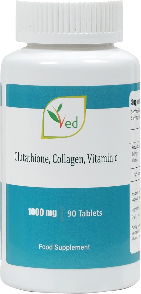 Ridotto L Glutathione 1000 mg x 90 compresse. con 500 mg L-Glutathione, 300 mg di collagene, e 200 mg di vitamina C per tavolo