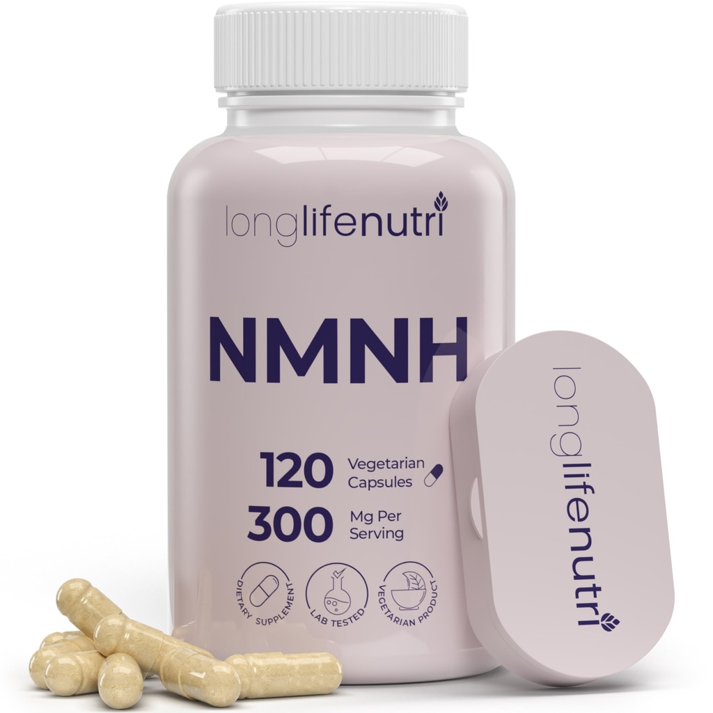 LongLifeNutri NMNH 300mg (Dihydronicotinamide Mononucleotide) - 120 capsule vegane, alimentazione di 2 mesi, alternativa NMN, supplemento NAD per l'energia e la longevità, laboratorio testato, fatto negli Stati Uniti