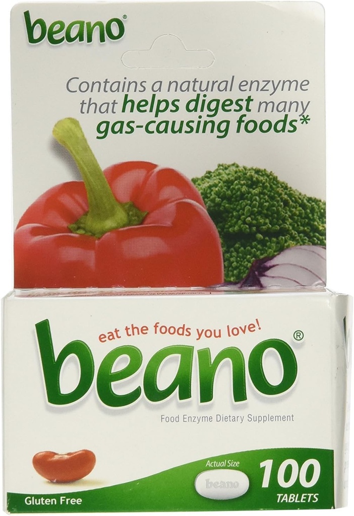 Beano Extra Forza Gas Prevenzione e Digestione Supporto Tablet, Aiuta a prevenire Bloating e Discomfort, 100 compresse