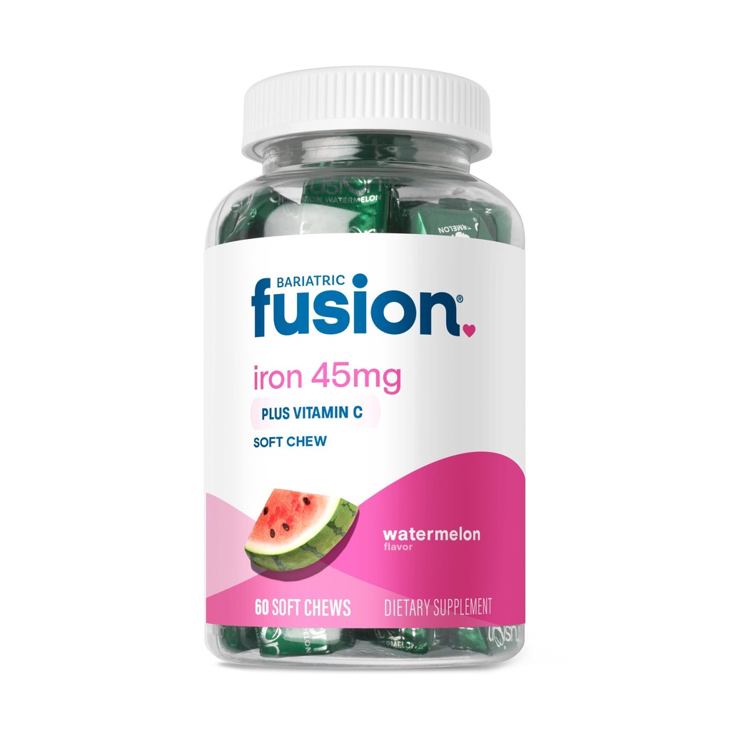 Ferro da stiro di fusione Bariatrico supplemento per l'anemia femminile | Ferro masticabile con vitamina C | Cuscino morbido aromatizzato anguria | Gentle su Stomach Ferrous Fumarate per le donne e gli uomini | Gluten Free | 60 Conte