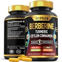 Integratore di Berberina - Formula 7in1 - Combina con Turmerico, Jelly Reale, Cannella di Ceylon, Ginkgo Biloba, Ginger & Black Pepper - Salute Digestiva, Supporto Immune - 120 Capsule
