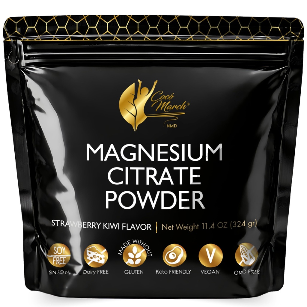 Cocó Marzo N.M.D Polvere di Magnesio Rosa - Promuove il sonno, il rilassamento e la funzione sana del cervello, aroma di fragola - Libero da: Glutine, Latticini, OGM, Soia, Vegan, Keto Friendly - 45 giorni di alimentazione