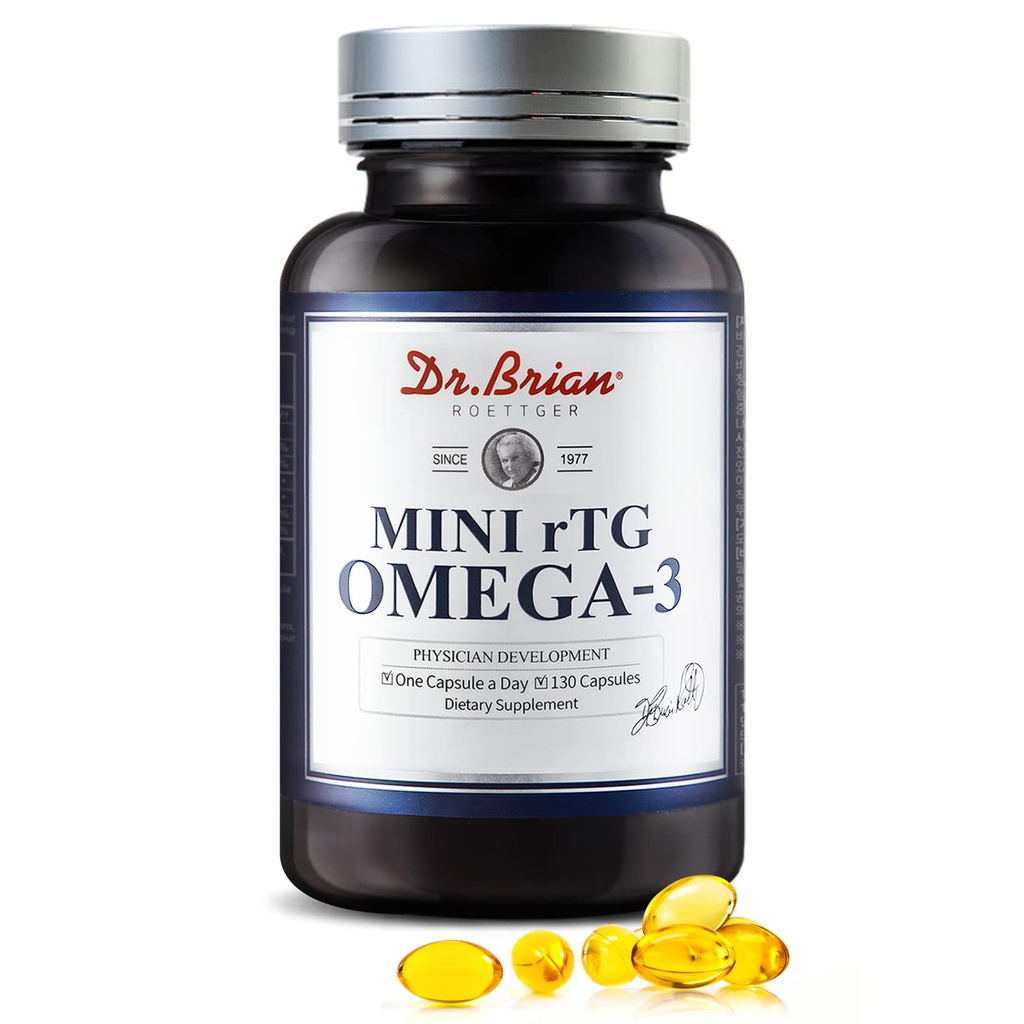 Dr.Brian Fish Oil Supplement 130 Softgel, Altamente assorbito rTG Mini Omega 3 Fish Oil Capsule con EPA / DHA acidi grassi vitamina D E, 500mg rTG Omega-3 Supporto cuore cervello Immune Salute No Fishy Taste
