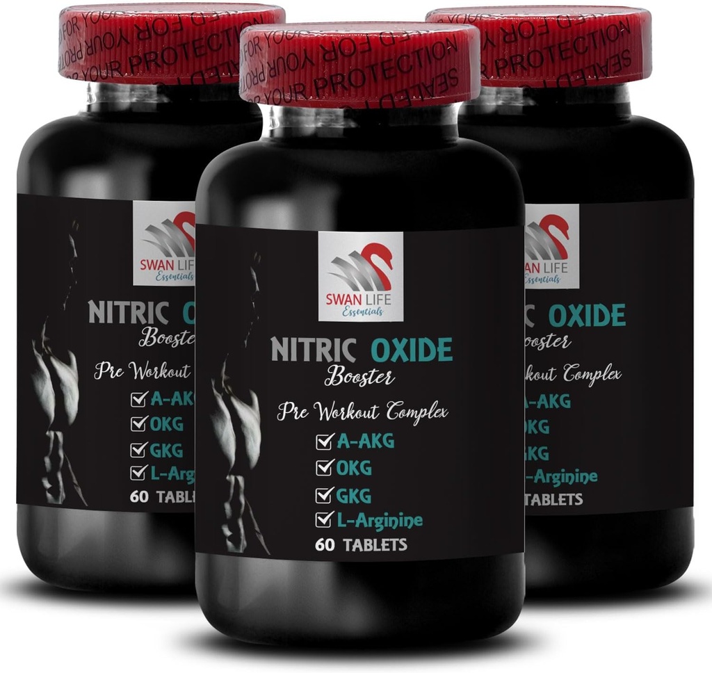 Integratore di esercizio - NITRIC OXIDE BOOSTER - integratori di ossido nitrico per gli uomini, supplemento di booster di ossido nitrico, supplemento di resistenza, booster di resistenza, supporto di allenamento, fitness energia 3 Bottiglia 180 Tabs