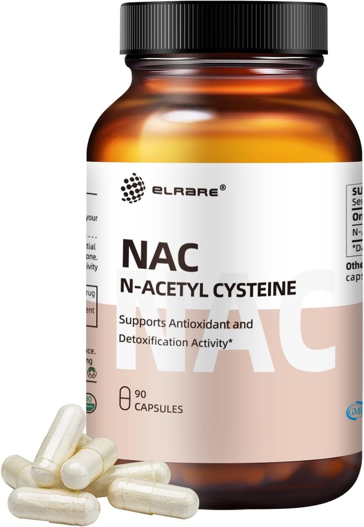N-Acetyl-L-Cysteine (NAC) Supplemento 450 mg, Antiossidante, Promotes Liver&Kidney Detox, Supporta la salute respiratoria e la funzione immunitaria,90 capsule