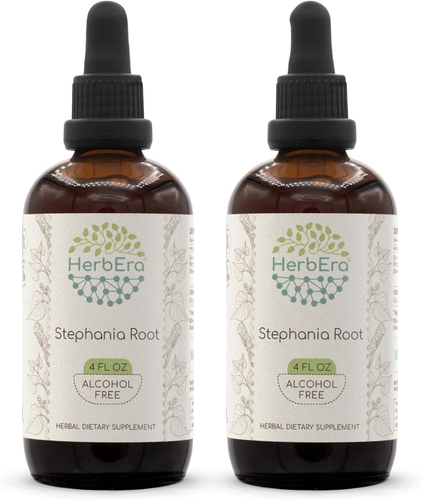 HerbEra Stephania Root B120(2pcs) Alcohol-Free Estratto di erbe Tintura, Concentrated Liquid Drops Natural Stephania Root (Stephania Tetrandra) Dried Root (2x4 fl oz)