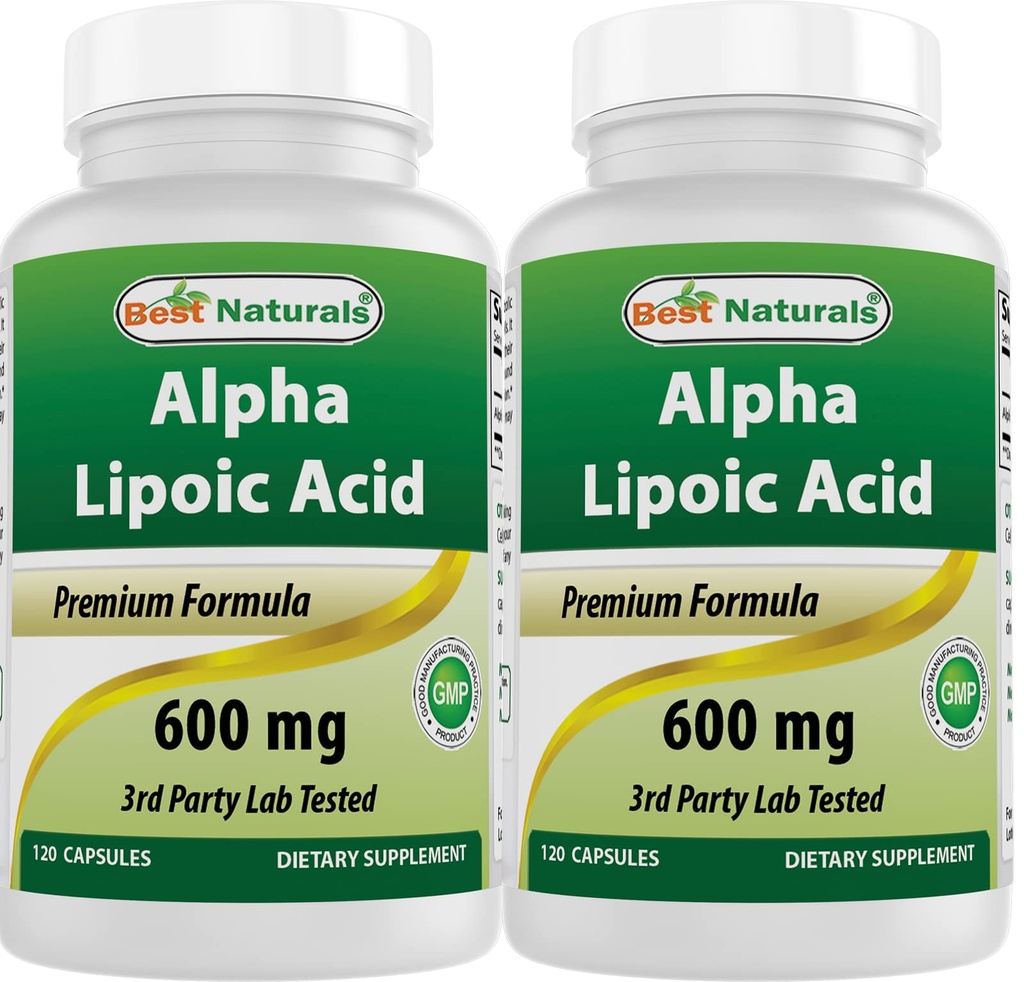 Best Naturals -- Acido alfa lipoico (ALA) - 600 mg (120 conteggio (pacchetto di 2))