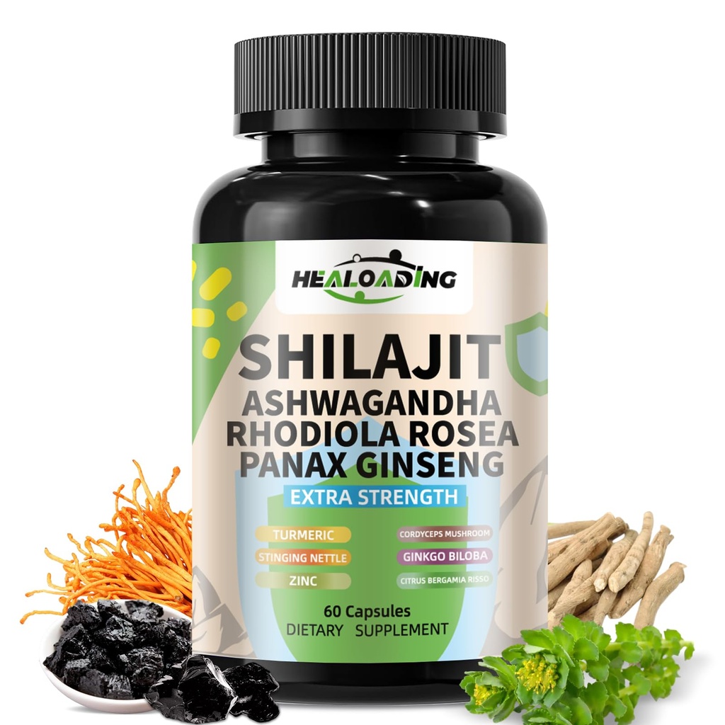 Estratto di Shilajit dell'Himalaya: Estratto di Shilajit dell'Himalaya - Natural Energy & Stamina Support-Vegan, Antico acido Fulvico e acido Humico 60 capsule naturali